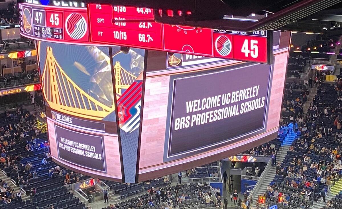 Image of marquee at Warriors game