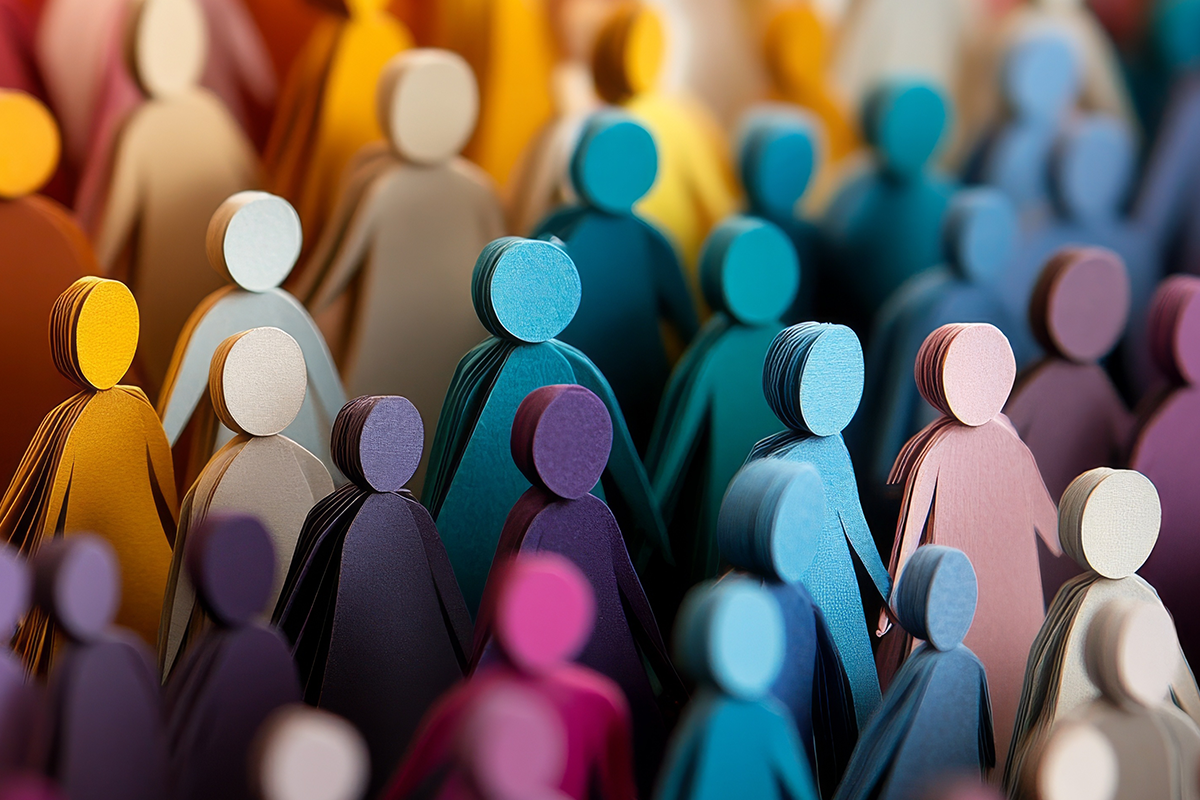 Colorful paper cutouts in the shape of people