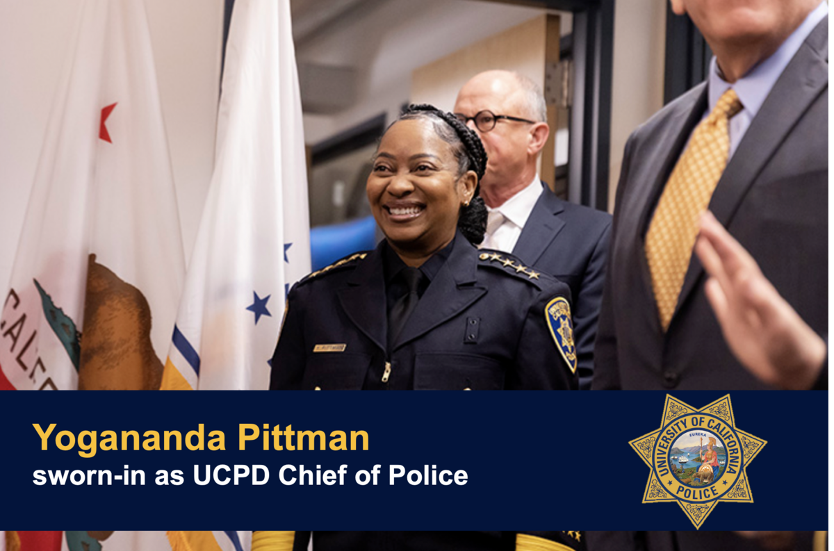 Yogananda Pittman sworn-in as new Chief of Police at UC Berkeley.